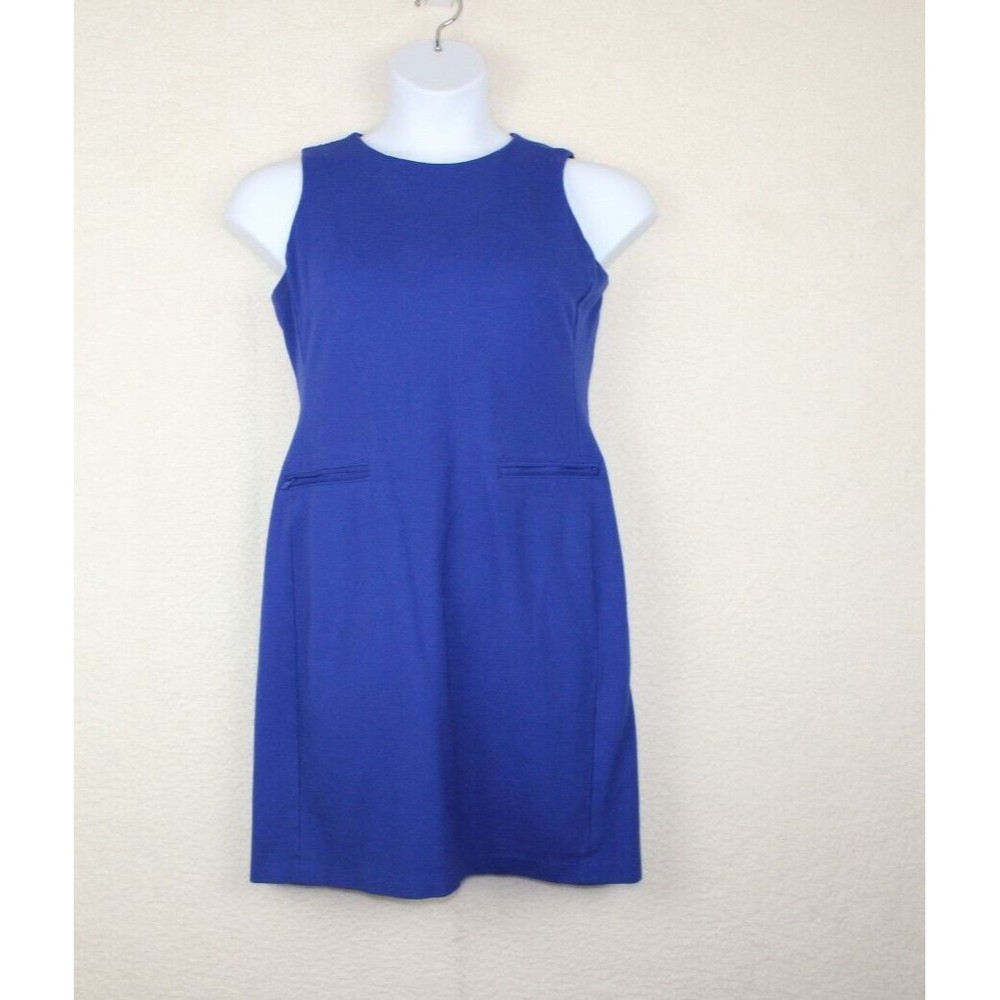 Talbots Royal Blue Knit Sleeveless Sheath Dress Knee Length Size 6 Petite
